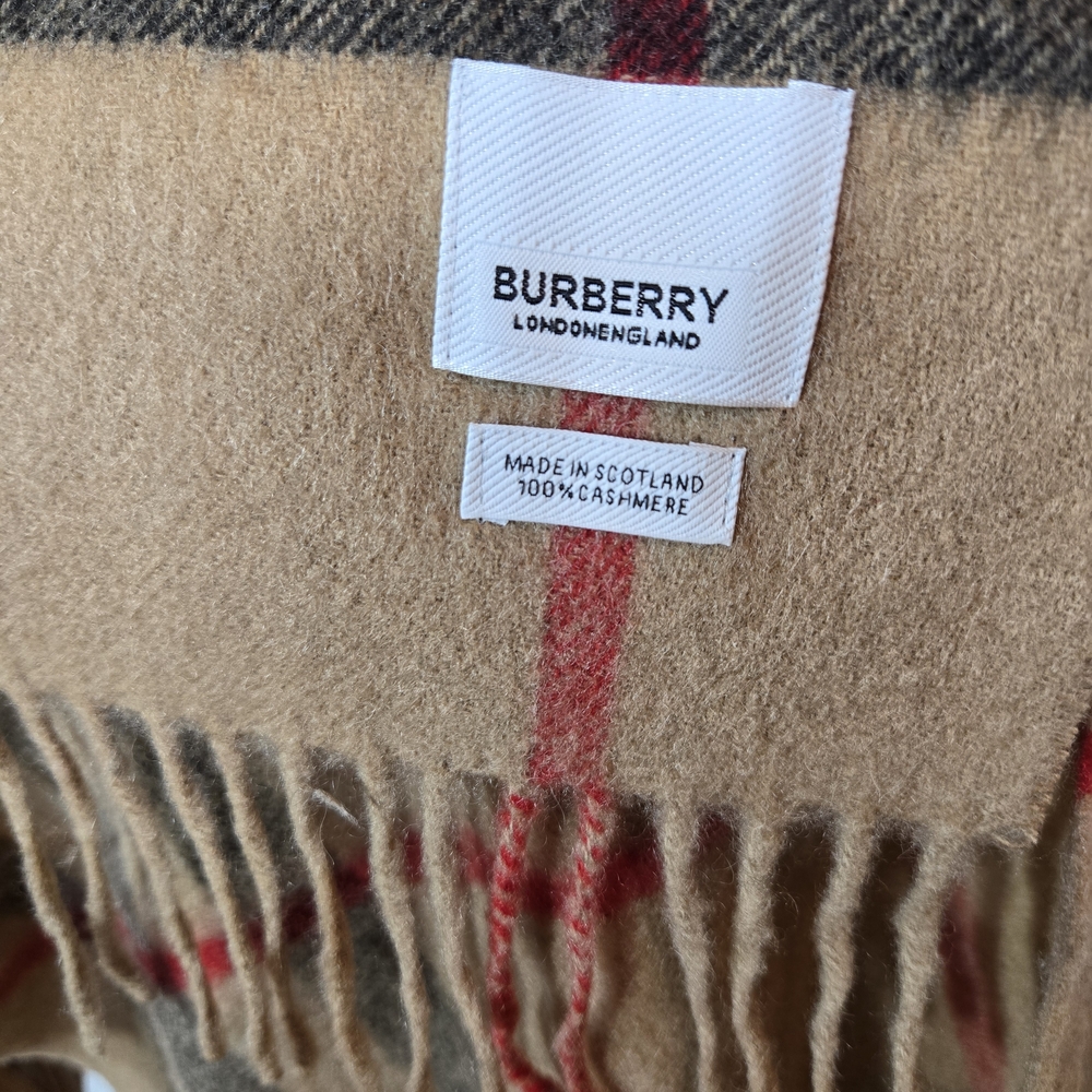 Burberry Camel and Black Checkered Wrap Scarf - Picture 2 of 4